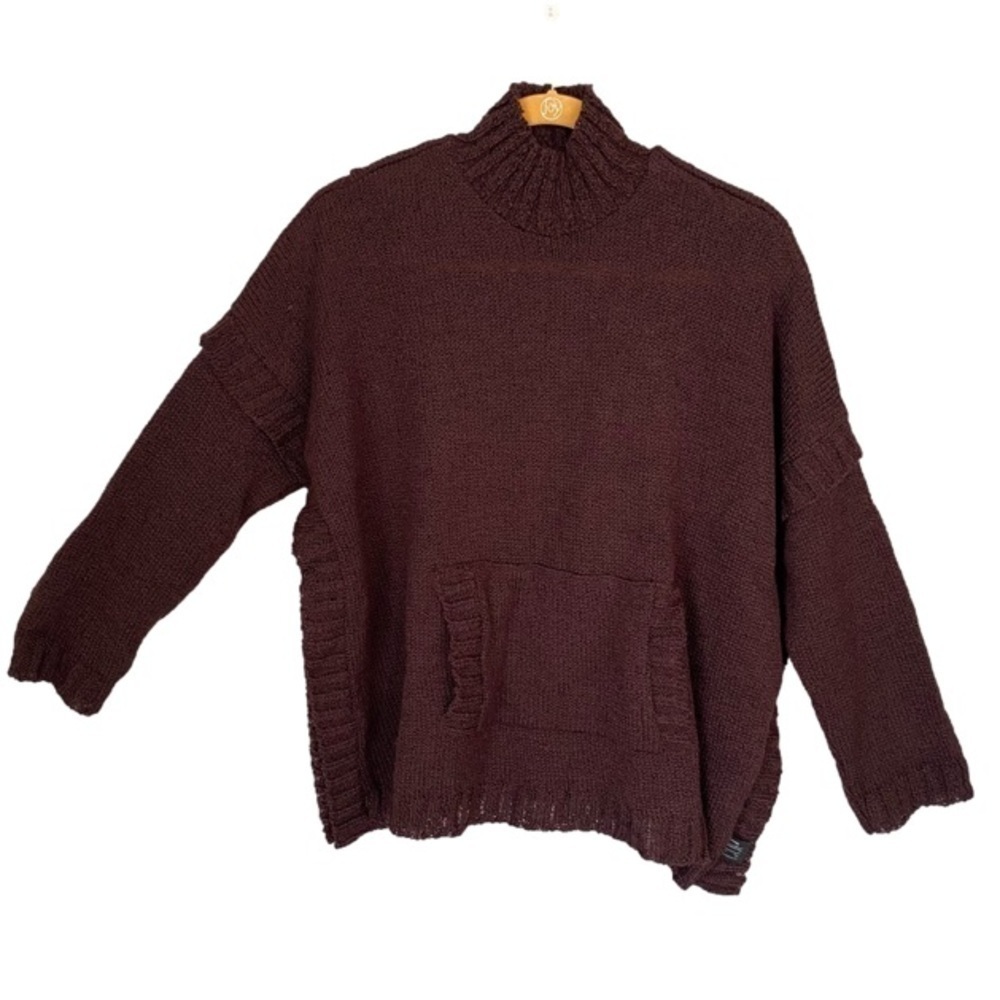 COP COPINE Paris Vintage Mock Turtleneck Knit Sweater Women's Deep Plum One-Size